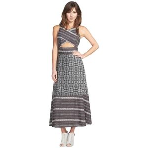 Free People Tribal Tale Mixed Print Cutout Midi Dress Size Small